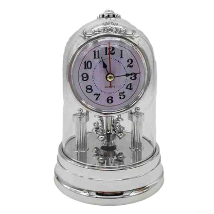 European Style Desk Clock with Pendulum and Chime - Silver Variation