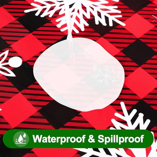 Smiry Black & Red Christmas Rectangle Table Cloth 60"x84" Waterproof Vinyl with Flannel Backing