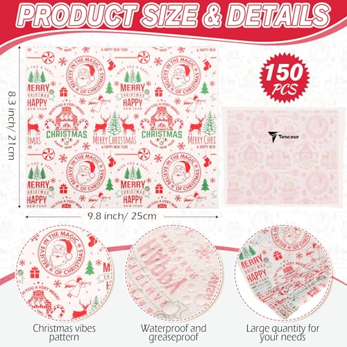 Variation of THIS listing: Red Santa Claus Wax Paper Sheets 150 Pcs Deli Wrap 9.84" x 8.27"