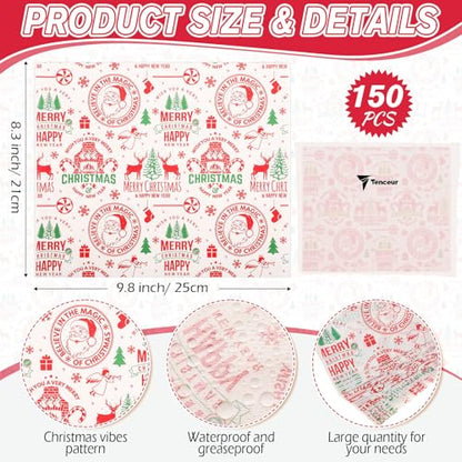 Variation of THIS listing: Red Santa Claus Wax Paper Sheets 150 Pcs Deli Wrap 9.84" x 8.27"