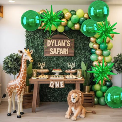 Green Foil Balloons Set - 6pcs 22 Inch Star and Round Party Balloons