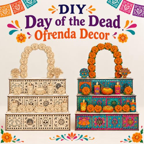 DIY Wooden Day of the Dead Ofrenda Altar Display Kit - Personalize & Decorate