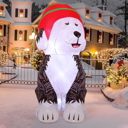 5FT Christmas Inflatables Old English Sheepdog with Gifts Yard Decor