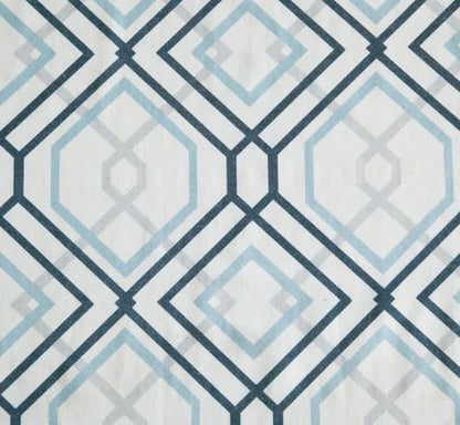 Aqua 4 Piece Geometric & Solid Grommet Top Window Curtain Set - 38 x 84 Inches