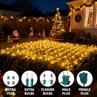Joiedomi Christmas Net Lights 150 Warm White 4x6 Feet Indoor Outdoor Decor