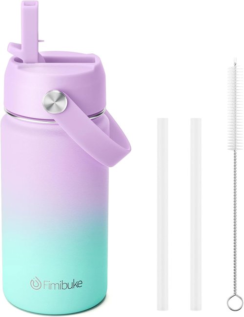 Fimibuke Kids Insulated Water Bottle - 14oz BPA-Free Stainless Steel Tumbler | Leak-Proof Design, Cotton Candy