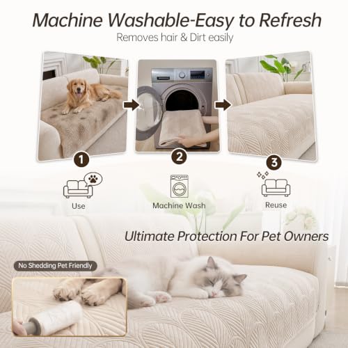 Velvet Couch Cover for Sectional Sofa - 1PC Protective Slipcover for Pets and Home
