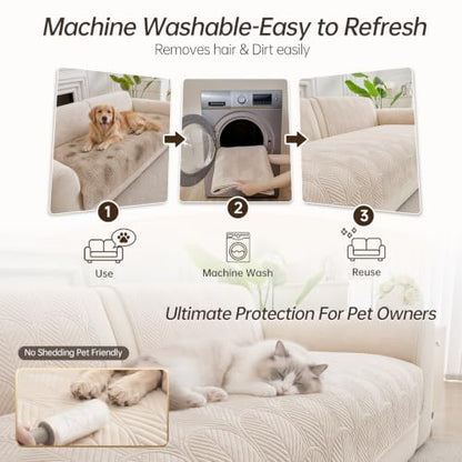Velvet Couch Cover for Sectional Sofa - 1PC Protective Slipcover for Pets and Home