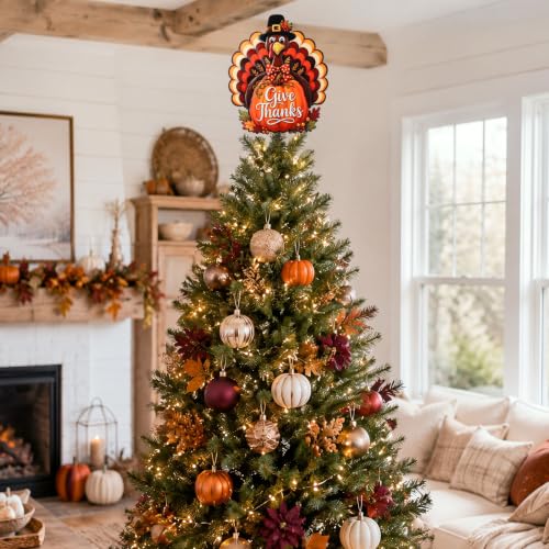 Thanksgiving Turkey Tree Topper with Spring Base - Metal, 11.8 Inches
