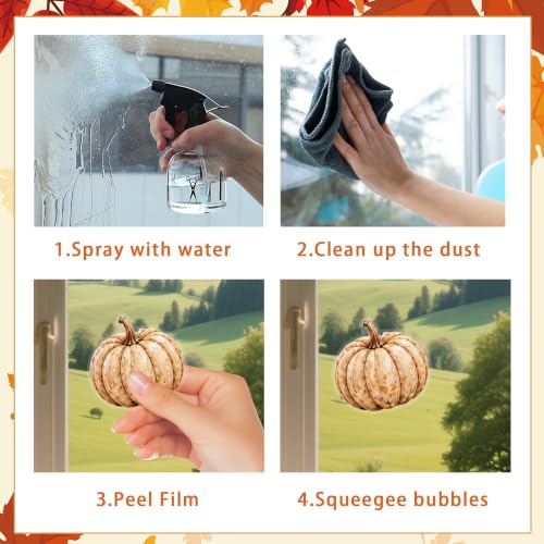 Fall Window Clings Set - Harvest Decor with Pumpkin Truck & Scarecrows