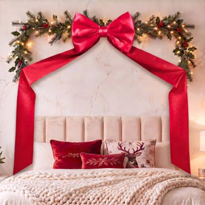 Large Satin Christmas Decoration Bow - Red 20 x 83 Inch Holiday Ribbon