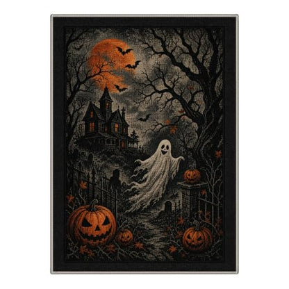 Halloween Scene Area Rug 5x7 Inch for Living Room - Gothic Orange Variation