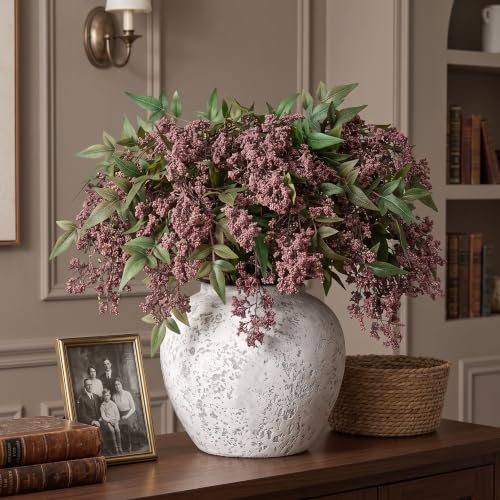Dusty Plum 17-Inch Faux Nandina Berry Stems - 5 Pack for Vase Decor