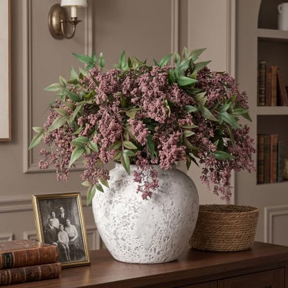 Dusty Plum 17-Inch Faux Nandina Berry Stems - 5 Pack for Vase Decor
