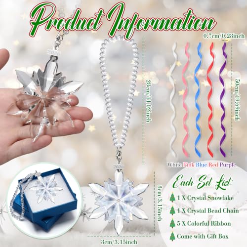 Crystal Snowflake Ornaments Christmas Decor - Chic Style, Pack of 4