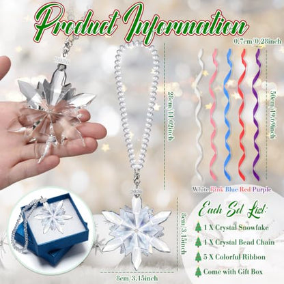 Crystal Snowflake Ornaments Christmas Decor - Chic Style, Pack of 4