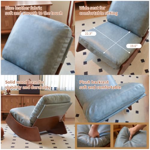 Blue Faux Leather Armless Rocking Lounge Chair - Trygoal