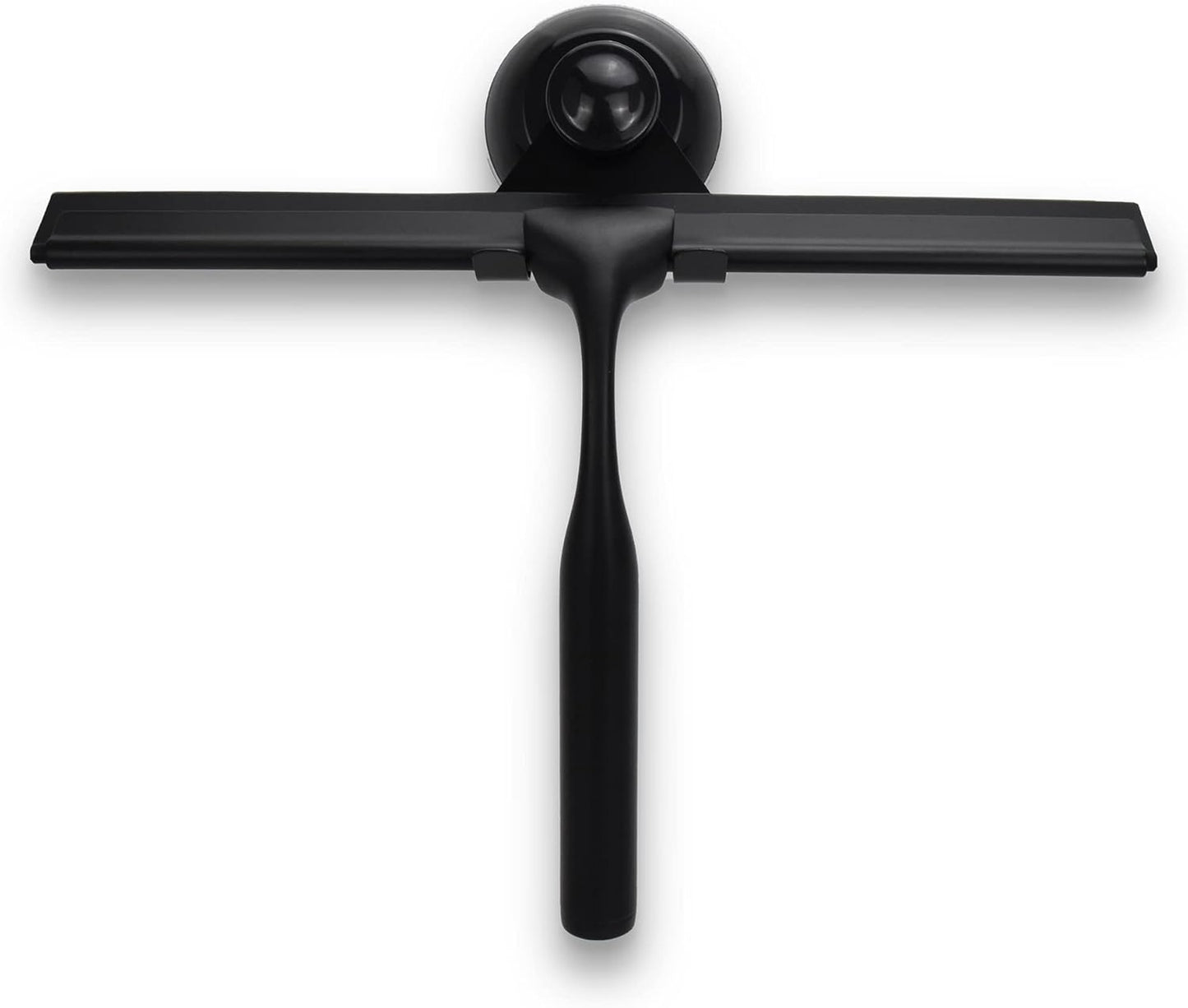 Skiennix Matte Black Shower Squeegee - 10 Inch Glass Cleaner Tool with Adhesive Hooks for Bathroom & Car