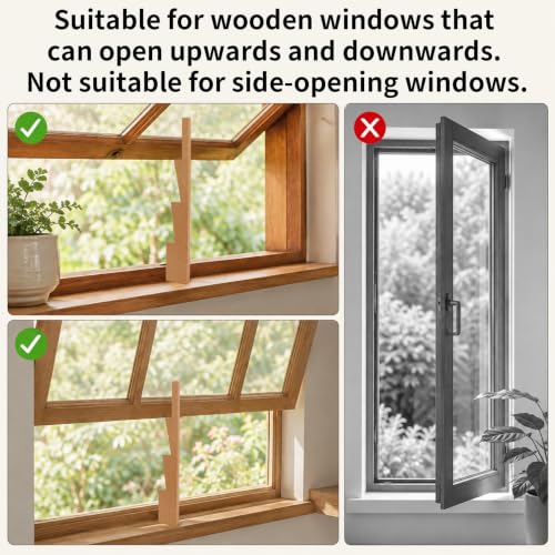 Wooden Window Prop Stick Opener - Adjustable Support for Ventilation