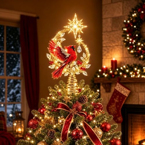 Cardinal Heaven's Light Tree Topper - Cardinal Christmas Tree Topper 1PCS