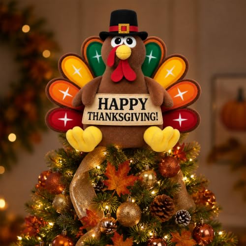 Thanksgiving Turkey Tree Topper Gnome Decor - Fall Harvest Ornament
