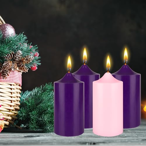 Unscented Advent Bell Top Pillar Candle Set - 4 Pack, 3" x 6"