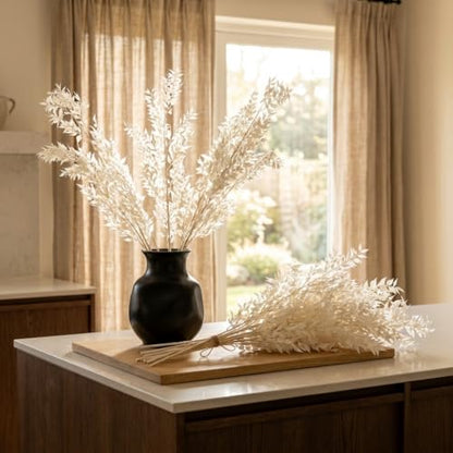 White Preserved Italian Ruscus Branches - 10pcs Dried Foliage for Wedding Bouquets & Home Decor