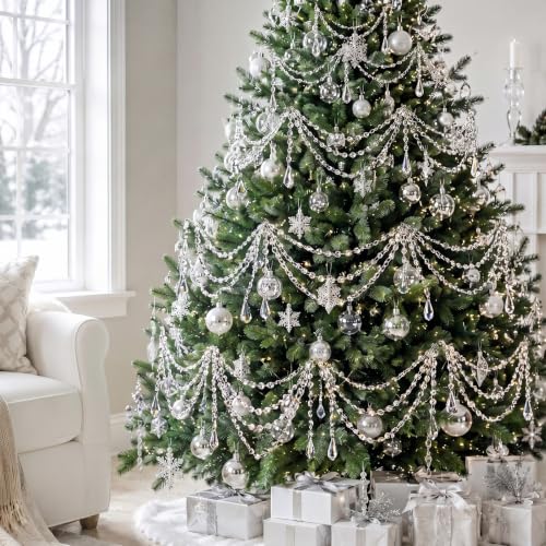 6-Pack Christmas Crystal Garland Pendant - 3-Layer Acrylic Tree Decor