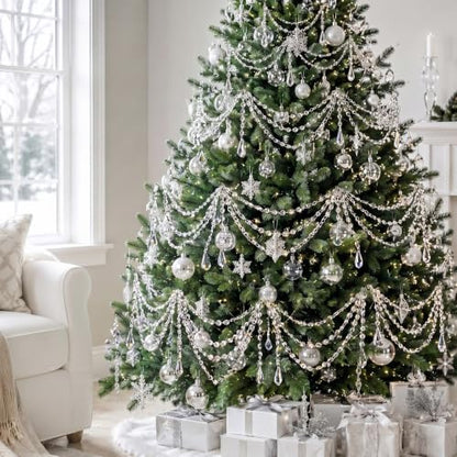 6-Pack Christmas Crystal Garland Pendant - 3-Layer Acrylic Tree Decor