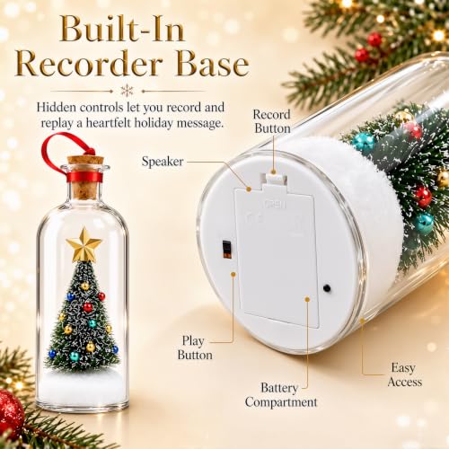 Recordable Christmas Tree Ornament with Snow Scene - Personal Message Bottle