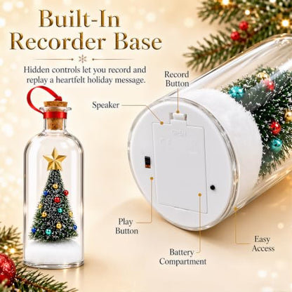 Recordable Christmas Tree Ornament with Snow Scene - Personal Message Bottle