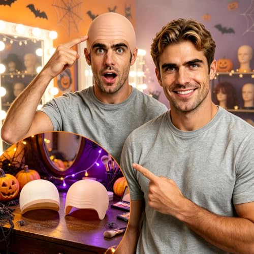 2PCS Latex Bald Cap for Halloween Makeup Costume Party Adults & Women