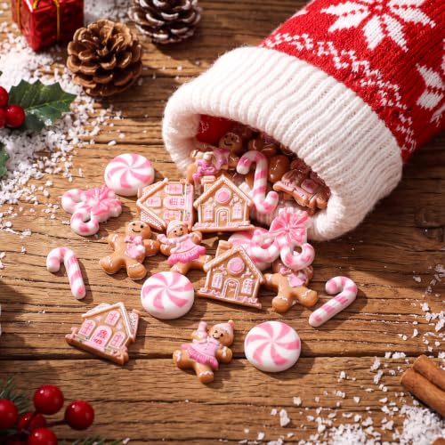 Mini Pink Gingerbread Man Christmas Ornament Set - 210pcs Holiday Decor