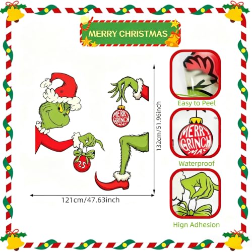 Large Christmas Door Stickers 52x48 Inches Holiday Window Wall Decal Seasonal Decor