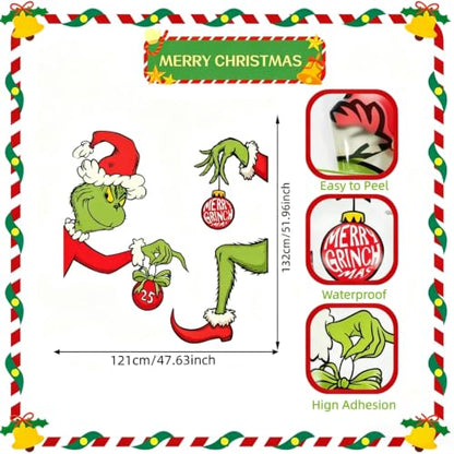 Large Christmas Door Stickers 52x48 Inches Holiday Window Wall Decal Seasonal Decor