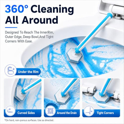 Disposable Toilet Brush Set with 2 Holders & 60 Refills - 2 Pack