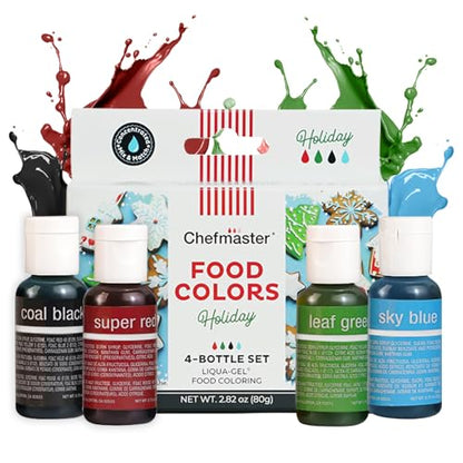 Food Coloring Gel Kit - 4 Vibrant Holiday Colors for Baking & Desserts