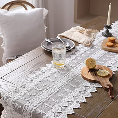 Lolita Lace Cotton Table Runner 16x71 Inches Vintage Design - Patdrea