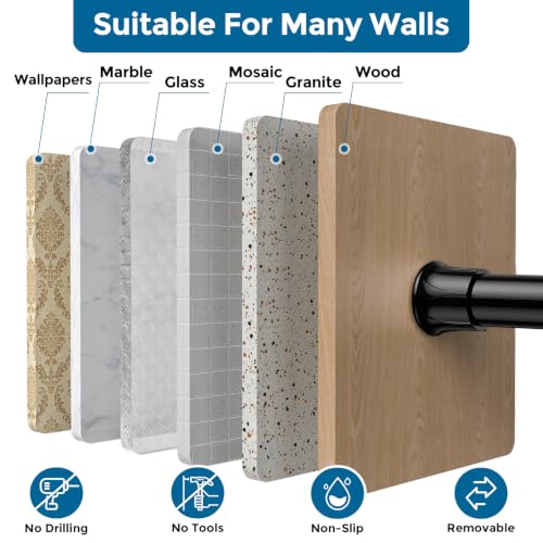 Black Spring Tension Curtain Rod 28-48 Inches 4 Pack No Drill Adjustable