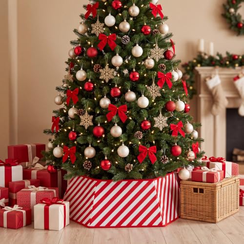 Candy Cane Christmas Tree Collar - 31.5 Inch Holiday Tree Skirt