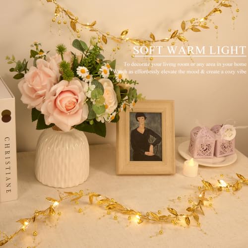 Gold Leaf Beads Garland String Lights - Battery Operated 2pcs