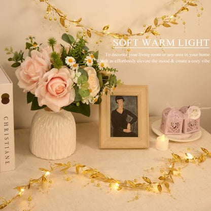 Gold Leaf Beads Garland String Lights - Battery Operated 2pcs