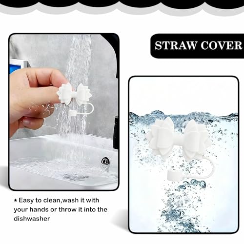 Black 3Pcs Tumbler Straw Toppers for Stanley Cup 30/40oz - Diamond & Bow Design