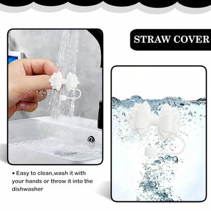 Black 3Pcs Tumbler Straw Toppers for Stanley Cup 30/40oz - Diamond & Bow Design