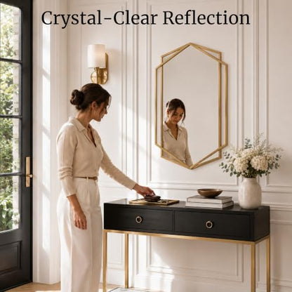 Matte Gold Hexagon Bathroom Vanity Mirror - 24x36 Inch Wall Mirror - Variation of THIS listing