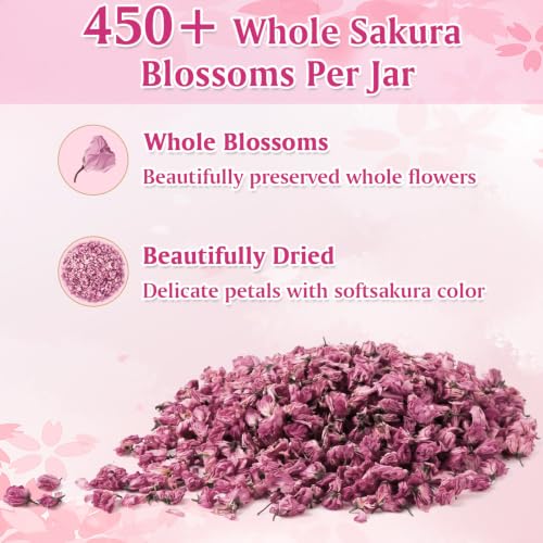 Natural Dried Cherry Blossom Flowers for Culinary & Craft Use - 450+ Pieces