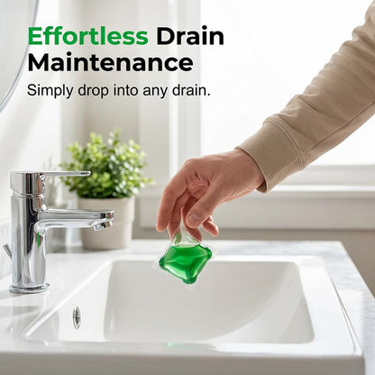 Drain Deodorizer Pods 50 Count - Water-Soluble Drain Freshener Capsules for Kitchen and Bathroom Drains - Long-Lasting Fresh Scent - 1box