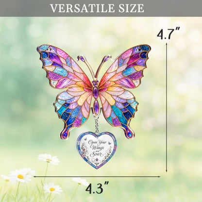 Butterfly Christmas Ornament for Tree - Colorful Acrylic Suncatcher Gift for Women - Variation: Butterfly