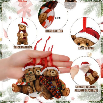 Syhood 24 Pcs Bear Christmas Tree Ornaments Decorations - Brown Bear Variant