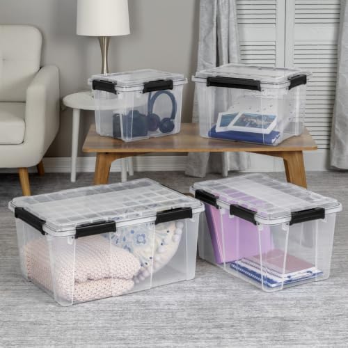 34 Quart Waterproof Storage Bin with Silicone Seal and Durable Latches